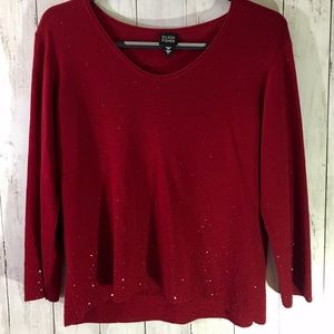 Eileen Fisher red sparkly sweater